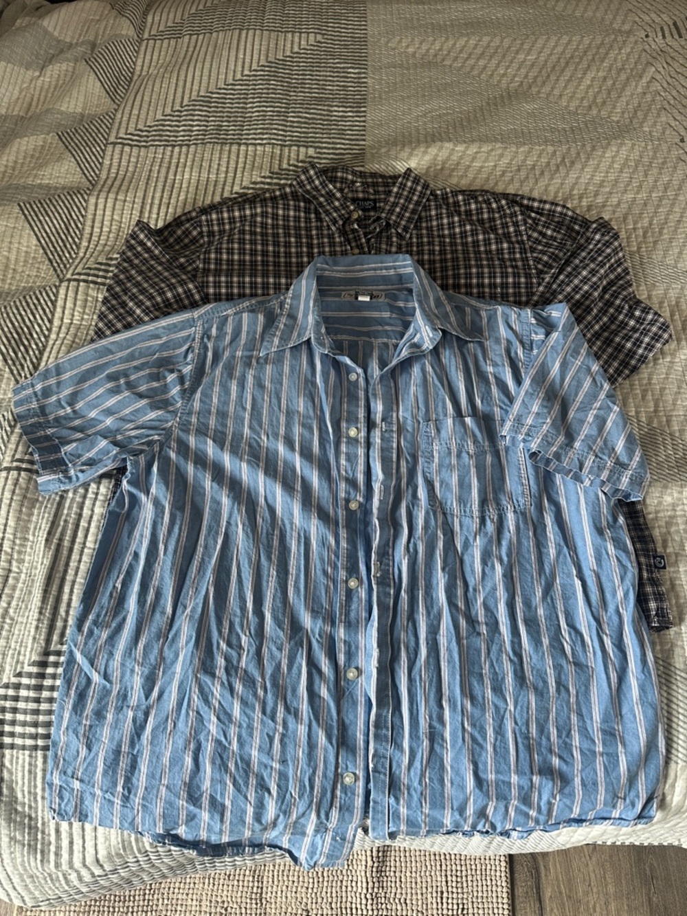 urban pipeline Blue & White Striped Short-Sleeve Button-Down Shirt (Paired Set)
